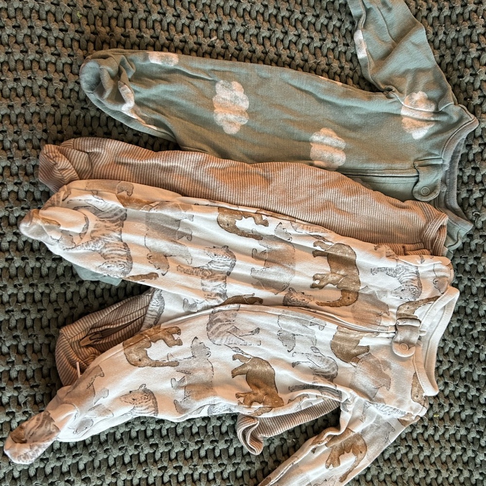 Baby Footed Pajamas Set - Animal and Cloud Prints